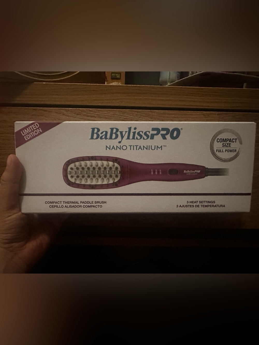 BaBylissPRO Nano Titanium Compact Thermal Paddle Brush - Purple